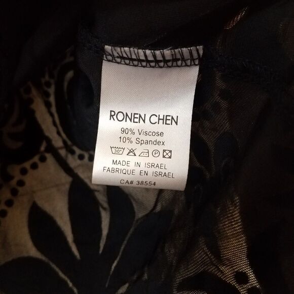 Ronen Chen Drape Neck See Through Velver Blouse - Picture 5 of 5